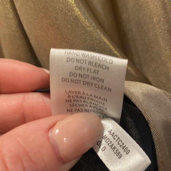 Andrew Marc Ruched Gold V-Neck Sheath Dress Size 2 - Picture 12 of 12